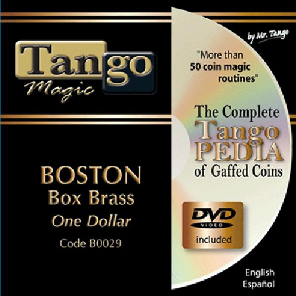 Boston Coin Box (Brass One Dollar w/DVD) by Tango Magic 