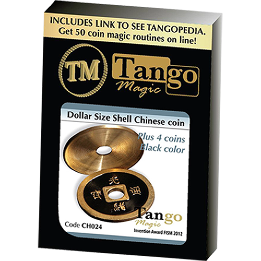 Dollar Size Shell Chinese Coin (Black) by Tango Magic (CH024)
