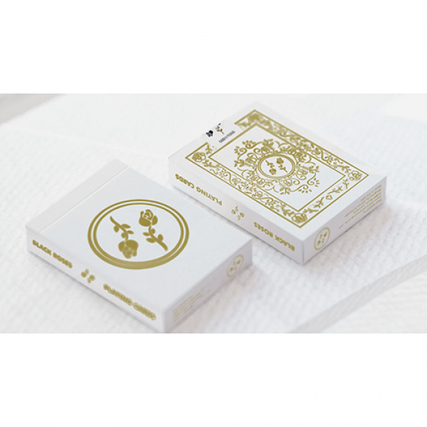 Mazzo di carte Black Roses White Gold Playing Card...