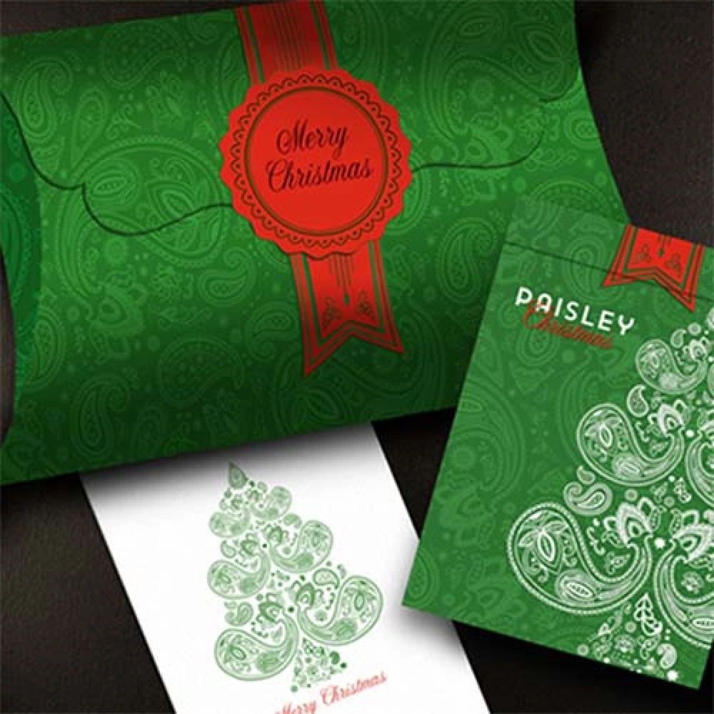 Mazzo di carte Paisley Metallic Green Christmas Playing Cards by Dutch Card House Company