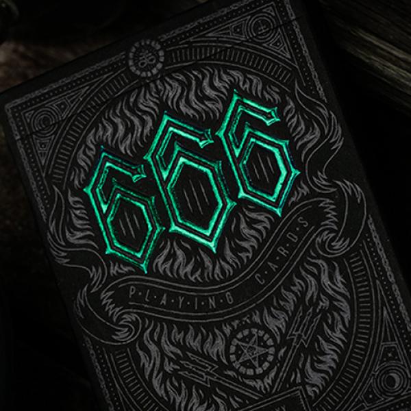 Mazzo di carte 666 Green Playing Cards by Riffle S...