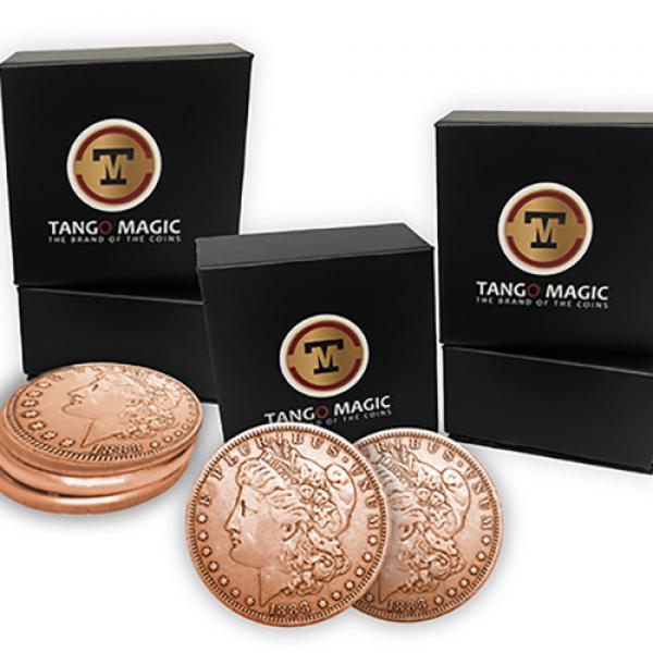 Copper Morgan Expanded Shell plus 4 four Regular Coins (Gimmicks and Online Instructions) by Tango Magic
