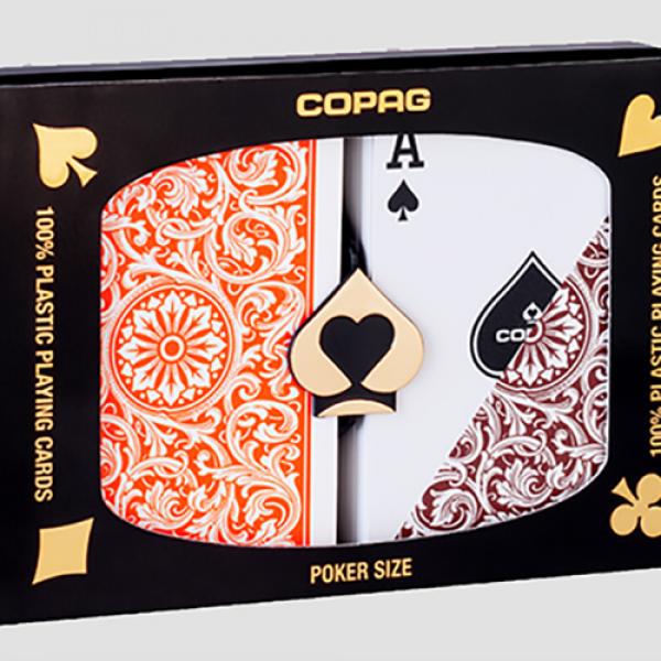 Mazzo di carte Copag 1546 Plastic Playing Cards Regular Index Orange/Brown Double-Deck Set