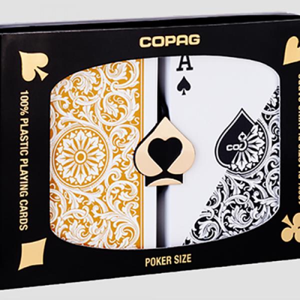 Mazzo di carte Copag 1546 Plastic Playing Cards Poker Size Regular Index Black and Gold Double-Deck Set