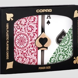 Copag 1546 Plastic Playing Cards Regular Index Green and Burgundy Double-Deck Set
