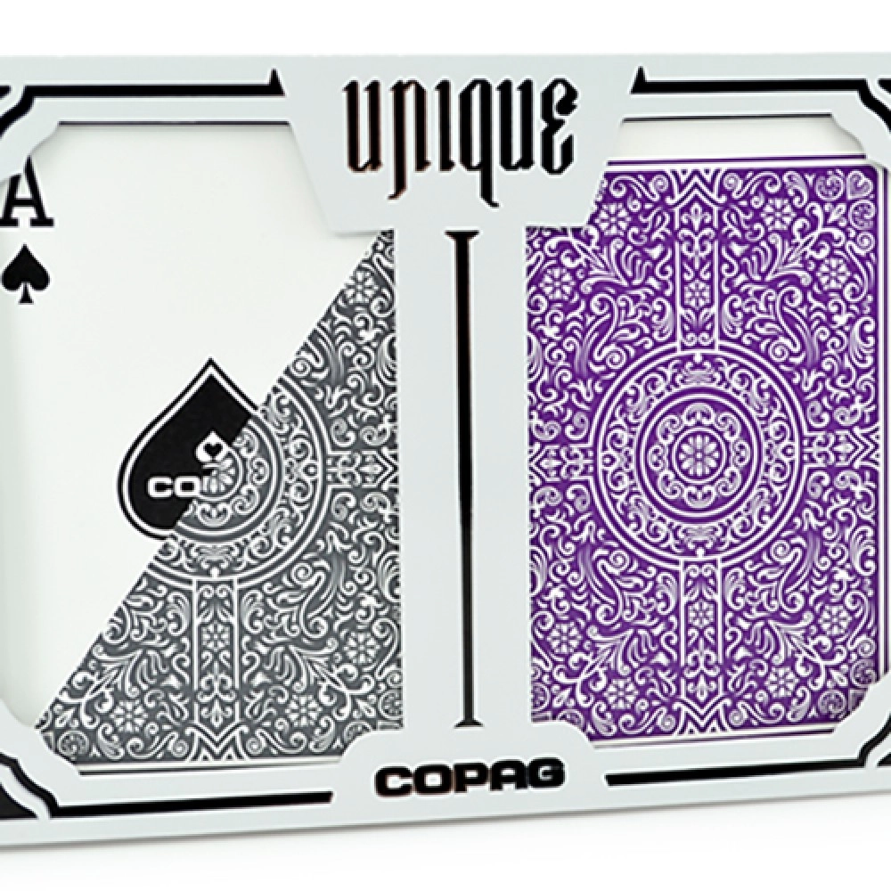 Copag Unique Plastic Playing Cards Poker Size Regular Index Gray and Purple Double-Deck Set