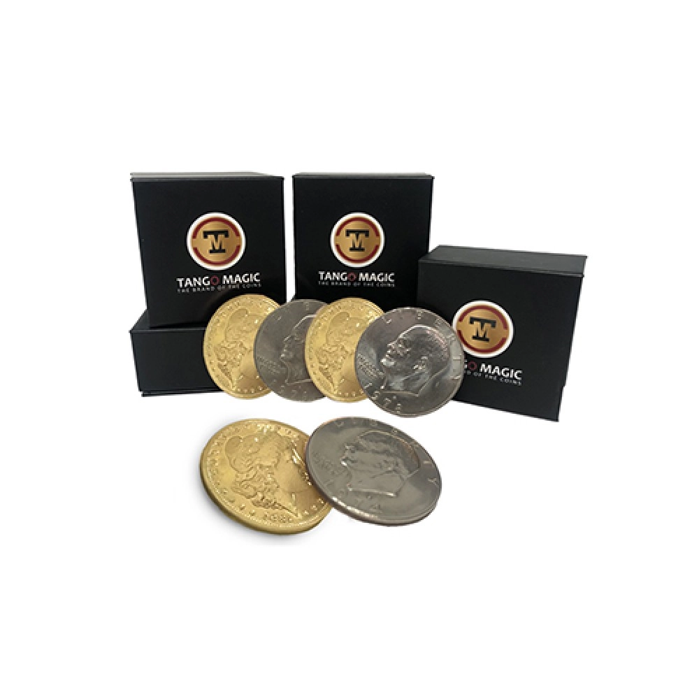Replica Golden Morgan Hopping Half (Gimmicks and Online Instructions) by Tango Magic
