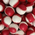 Set of  4 Leather Balls for Cups and Balls (Red and White) by Leo Smetsers