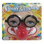 Occhiali con naso da clown 19 x 19 cm
