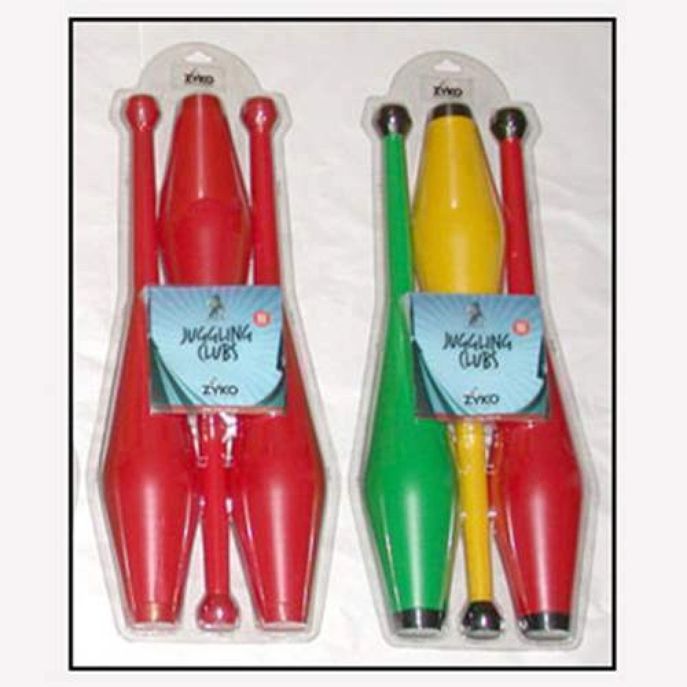 Juggling Set (3 Undecorated Clubs and DVD) - Assorted Colors by Zyko