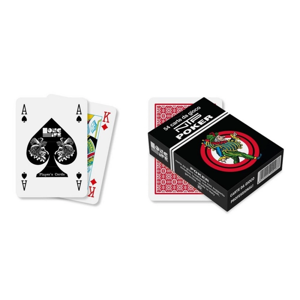 Mazzo di carte NTP Long Life Rosso PVC  - formato poker plastica