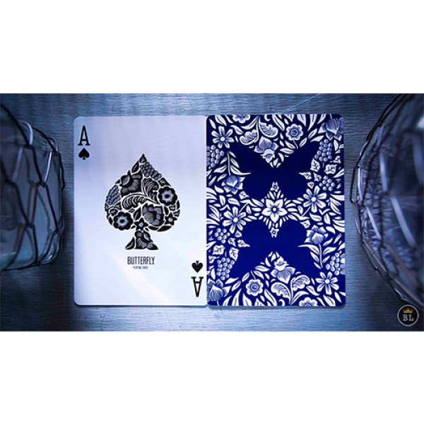Butterfly Playing Cards Limited Collector's Edition Blue (Numbered and Signed in Butterfly Carat Card Cases)