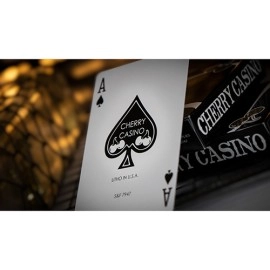 Mazzo di carte Limited Edition Cherry Casino (Monte Carlo Black and Gold) Numbered Seals Playing Cards by Pure Imagination Projects