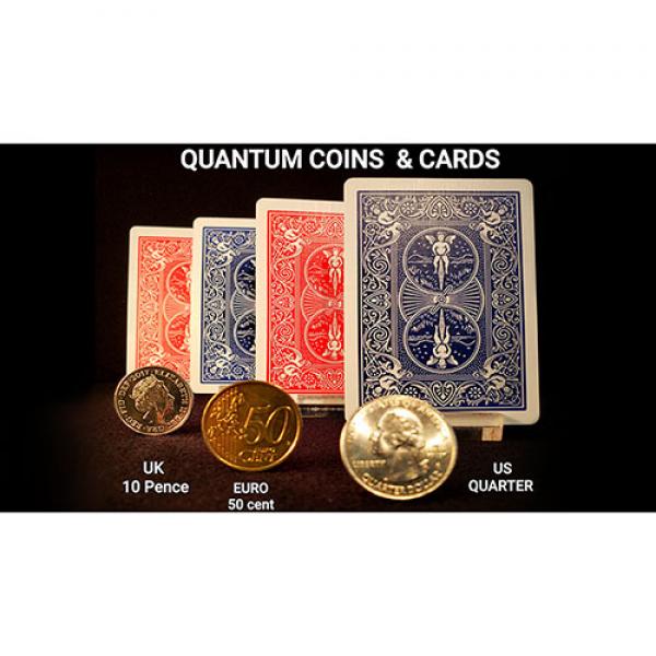 Quantum Coins (US Quarter Blue Card) Gimmicks and Online Instructions by Greg Gleason and RPR Magic Innovations