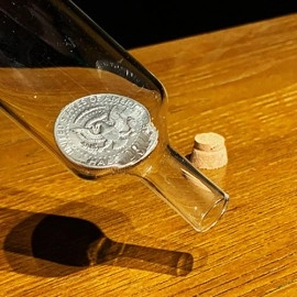 REAL COIN IN BOTTLE (HALF) by Bacon Magic