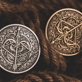 BOW AND ARROW COIN SILVER ( Gimmick and Online Instructions)  by Bacon Magic