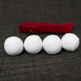 Set of 4 Leather Balls for Cups and Balls (White and White) by Leo Smetsers