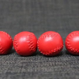 Set of 4 Leather Balls for Cups and Balls (Red and Red) by Leo Smetsers